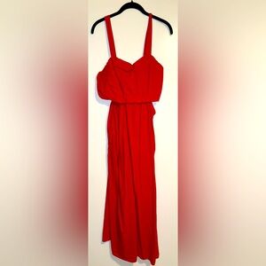 Red sleeveless dress with mid drift cut outs